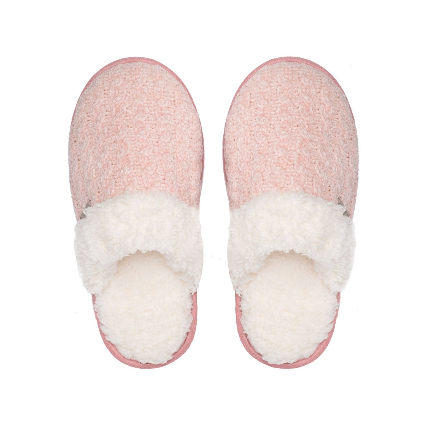 Pink Dogwood - Cable Knit Chenille Slippers