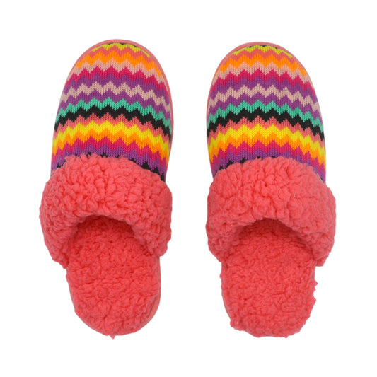 Bright Slide Slippers - Coral Chevron