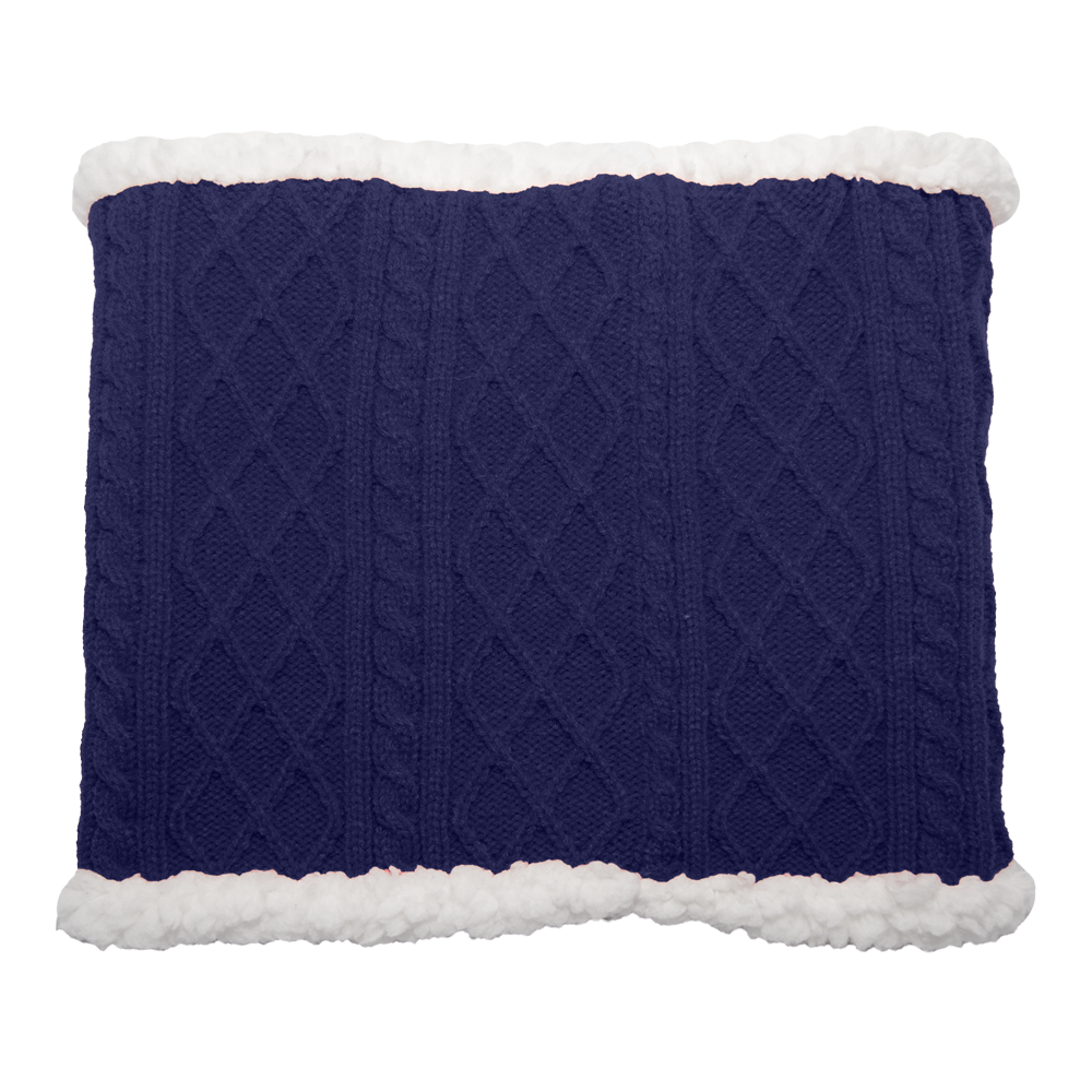 Pudus Cable Knit Winter Infinity Scarf, Fleece-Lined Neck Warmer Circle Snood Cable Knit Navy - Snood
