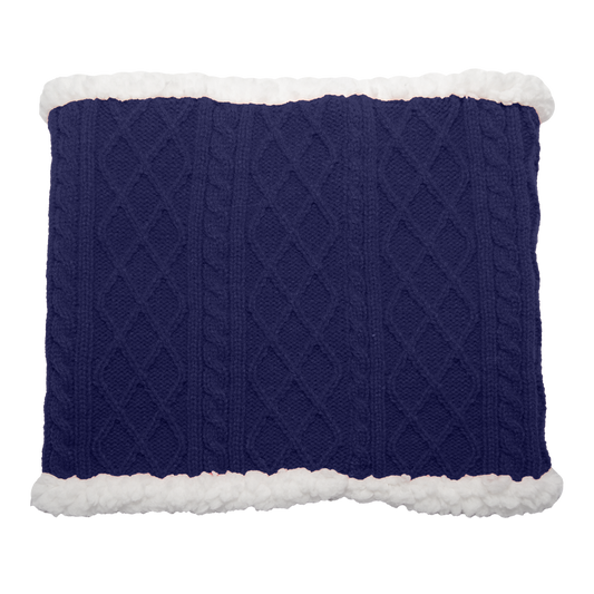 Pudus Cable Knit Winter Infinity Scarf, Fleece-Lined Neck Warmer Circle Snood Cable Knit Navy - Snood
