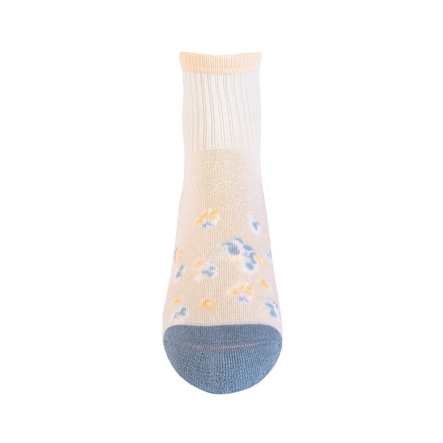 Spring Blossum Blue - Bamboo Uptown Quarter Crew Socks