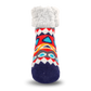 Pudus Cozy Winter Slipper Socks for Women and Men with Non-Slip Grippers and Faux Fur Sherpa Fleece - Adult Regular Fuzzy Socks Southwest Red - Classic Slipper Sock