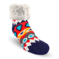 Pudus Cozy Winter Slipper Socks for Women and Men with Non-Slip Grippers and Faux Fur Sherpa Fleece - Adult Regular Fuzzy Socks Southwest Red - Classic Slipper Sock