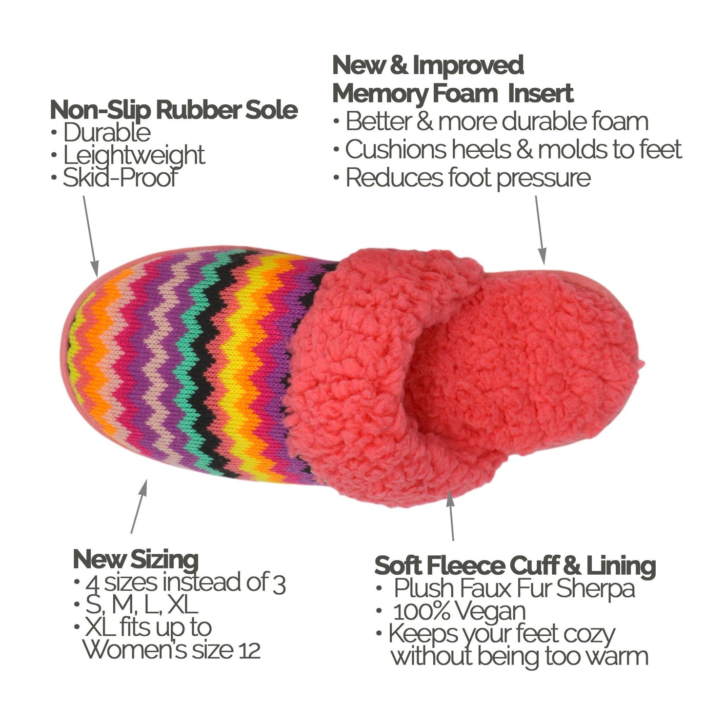 Bright Slide Slippers - Coral Chevron
