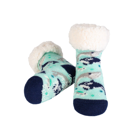 Whale Navy - Kids Slipper Socks