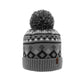 Geometric Black Pom Pom Beanie Hat - Adult