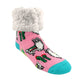 Pudus Cozy Winter Slipper Socks for Women and Men with Non-Slip Grippers and Faux Fur Sherpa Fleece - Adult Regular Fuzzy Socks Llama Pink - Classic Slipper Socks